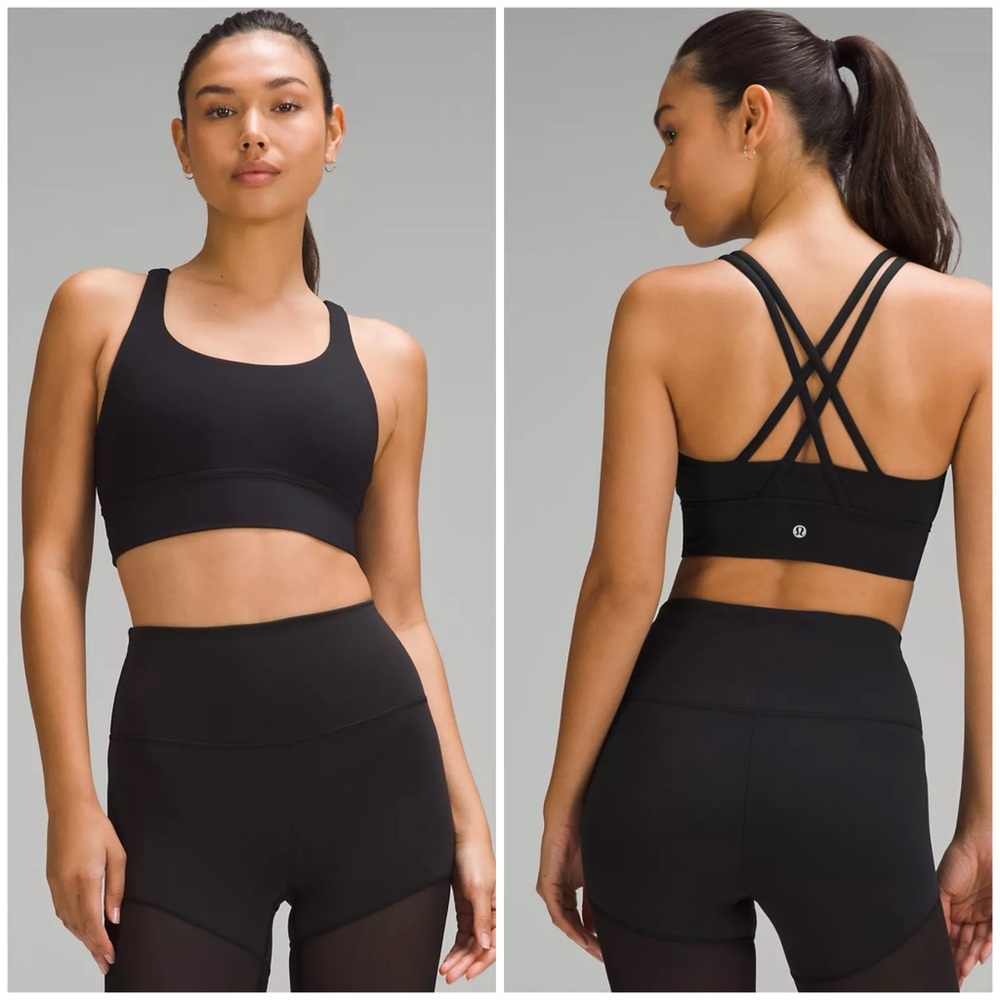 Lululemon Energy Longline Sports Bra SIZE 6 Medium Support B–D Cups Black